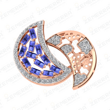 Unique 14K Gold Diamond Crescent Overlap Statement Ring Sarafa Bazar India