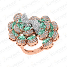 Luxury 14K Rose Gold Diamond Flower Cocktail Ring Sarafa Bazar India