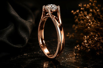 Round Cut Lab Grown Diamond Women's Ring 9Kt Rose Gold LR-8 Sarafa Bazar India