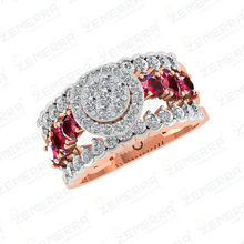 14K Rose Gold Diamond Halo Engagement Ring Sarafa Bazar India