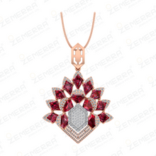 Elegant 14K Gold Diamond Ruby Kite Stone Floral Pendant Set Sarafa Bazar India