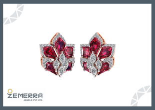 14K Gold Diamond Floral Earring - New Design