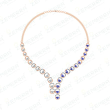 14K Gold Diamond Unique Necklace Set - New Design Sarafa Bazar India