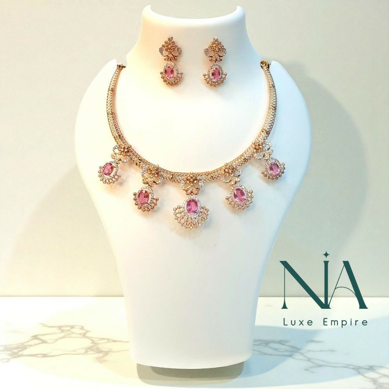 Rose Gold Necklace Sarafa Bazar India