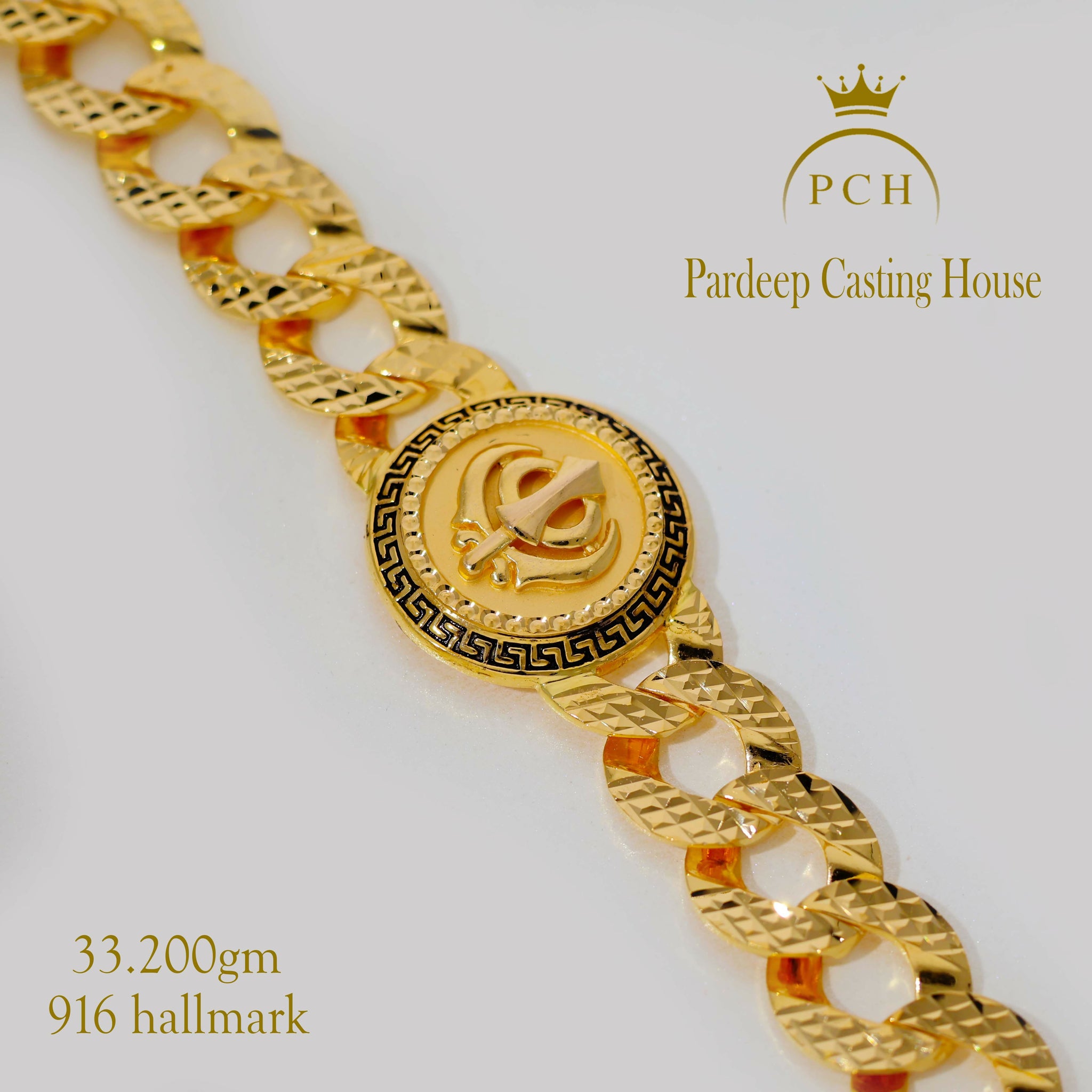 Sikh Khanda Loose Gold Bracelet For Men Sarafa Bazar India