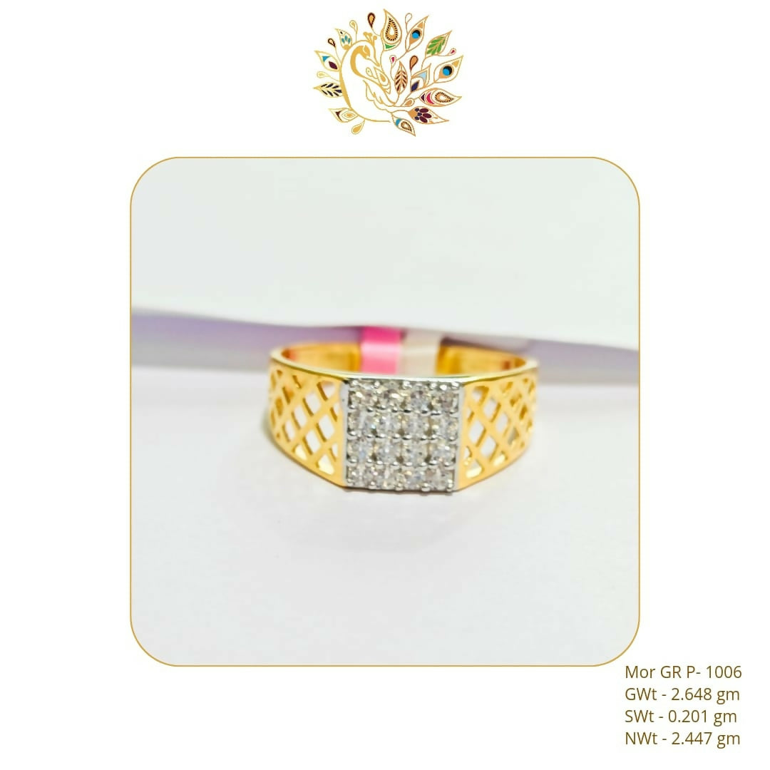 22kt Mor CZ Gents Ring Sarafa Bazar India