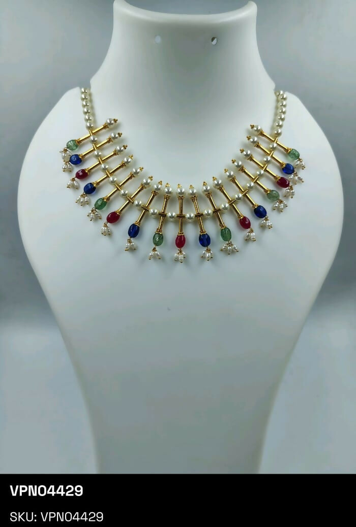 Light Weight CZ Polki Necklace Sarafa Bazar India