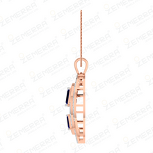 14K Rose Gold Diamond Modern Line Art Pendant Set Sarafa Bazar India