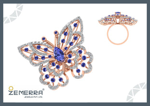 Beautiful 14K Gold Diamond Butterfly Ring Timeless Fine Jewelry Design Sarafa Bazar India