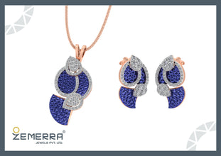 Best Choice 14K Gold Diamond Curved swirl Pendant Set Sarafa Bazar India