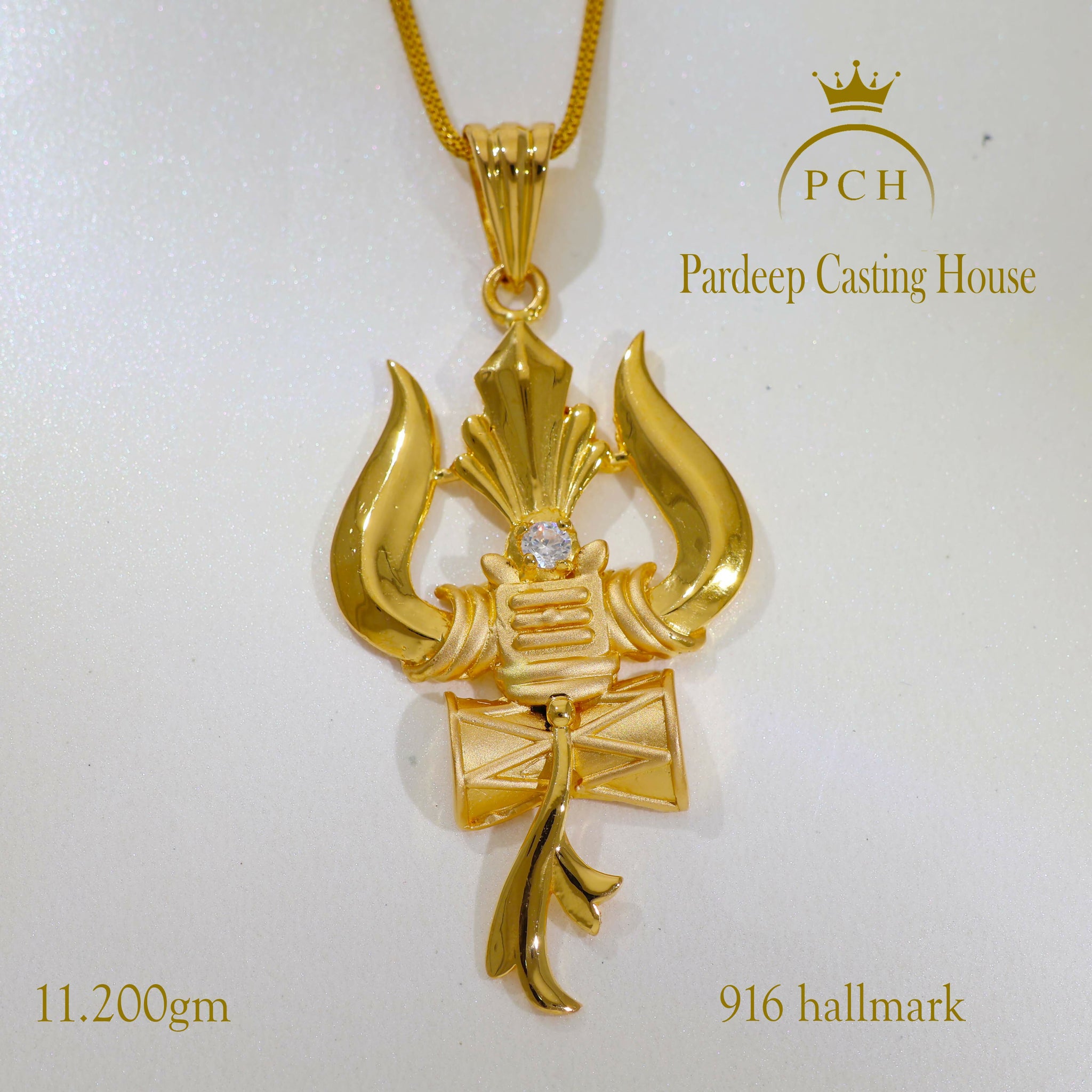 Trishul Stone Gold Pendent Sarafa Bazar India