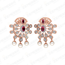 Delicate 14K Rose Gold Diamond Pendant Set For Women Sarafa Bazar India