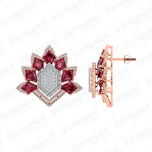 Elegant 14K Gold Diamond Ruby Kite Stone Floral Pendant Set Sarafa Bazar India