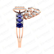 Blue Sapphire Halo Arranged in a Floral Pattern set in 14K gold Sarafa Bazar India