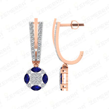 Blue Sapphire Marquise Diamond Bali in 14K Rose Gold Sarafa Bazar India