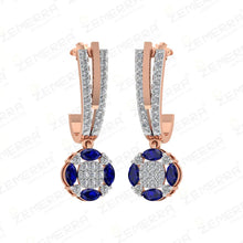 Blue Sapphire Marquise Diamond Bali in 14K Rose Gold Sarafa Bazar India