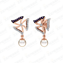 Trendy 14K Rose Gold Diamond Pendant Set with Pearl Asset Sarafa Bazar India