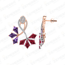 Abstract Leaf Diamond Pendant With Two Rhodium in 14KT Gold Sarafa Bazar India