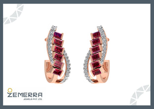 Brilliant 14K Rose Gold Diamond J-Shaped Bali Sarafa Bazar India