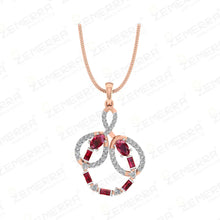 Brilliant 14K Rose Gold Diamond Ruby Pendant Set Sarafa Bazar India