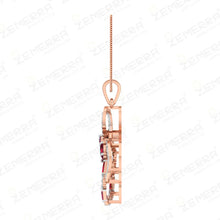 Brilliant 14K Rose Gold Diamond Ruby Pendant Set Sarafa Bazar India