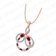 Brilliant 14K Rose Gold Diamond Ruby Pendant Set Sarafa Bazar India