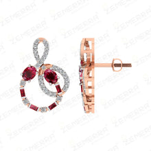 Brilliant 14K Rose Gold Diamond Ruby Pendant Set Sarafa Bazar India