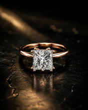 Princess Cut Lab Grown Diamond Women's Ring 9Kt Rose Gold LR-65 Sarafa Bazar India