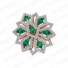 Most Loved 14K Gold Diamond Floral Ring With Two Rhodium Sarafa Bazar India