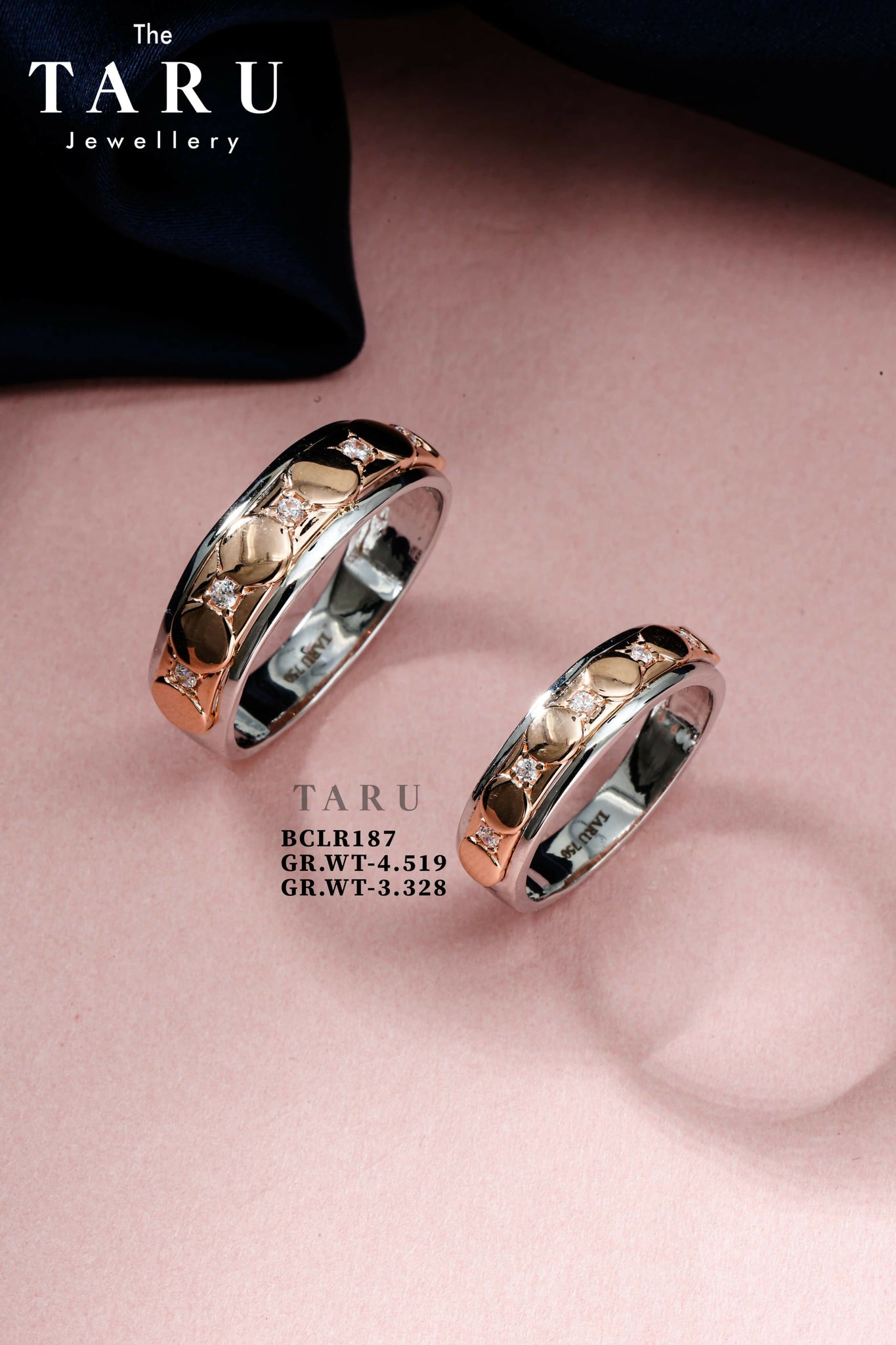 18kt Rose Gold Couple Band Sarafa Bazar India