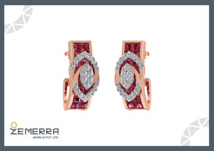 14K Rose Gold Diamond Hoops Earrings