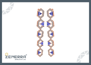 Stylish 14K Rose Gold Diamond Dangler Earrings