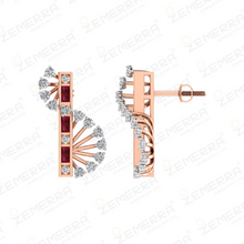 Stylish 14K Rose gold diamond Vertical Curve Statement Pendant Sarafa Bazar India