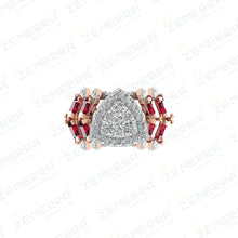 14K Gold Diamond Halo Rings With Red Stone Sarafa Bazar India
