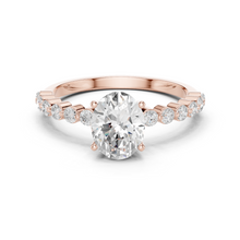 Oval Cut Lab Grown Diamond Women's Ring 9Kt Rose Gold LR-67 Sarafa Bazar India
