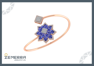 14K Gold Diamond Bracelet Star-shaped Floral Design Sarafa Bazar India