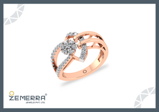 Premium 14KT Gold Knot Style Diamond Ring Sarafa Bazar India