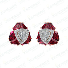 Classic 14K Diamond Studs Earrings With Gemstone Sarafa Bazar India