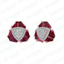 Classic 14K Diamond Studs Earrings With Gemstone Sarafa Bazar India