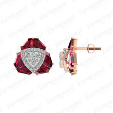 Classic 14K Diamond Studs Earrings With Gemstone Sarafa Bazar India