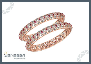 Classic 14K Gold Diamond Bangles With Marqise Stone Sarafa Bazar India