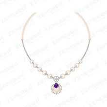 Classic 14K Rose Gold Diamond Amethyst Stone Necklace Set Sarafa Bazar India