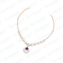 Classic 14K Rose Gold Diamond Amethyst Stone Necklace Set Sarafa Bazar India