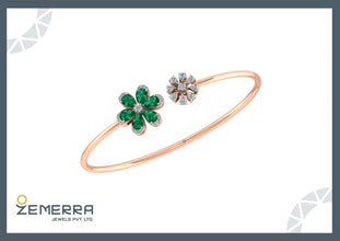 Classic 14k Rose Gold & Real Diamond Floral Bracelets For Her