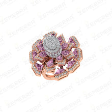 Crowd Favorite 14K Rose Gold Diamond Floral Ring For Her Sarafa Bazar India