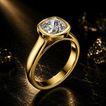 Cushion Cut lab Grown Diamond 9KT Yellow Gold Women's Ring Sarafa Bazar India