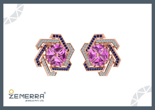 Dizzling Diamond Floral Stud Earring In 14K Rose Gold