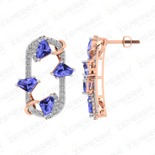 Geometric Diamond Pendant With Blue Color 14K Gold Sarafa Bazar India