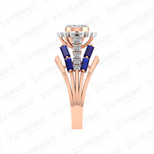 14K Rose Gold Diamond Halo Ring Sarafa Bazar India