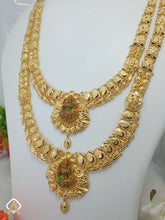 Gold Temple Necklace & Long Set Sarafa Bazar India